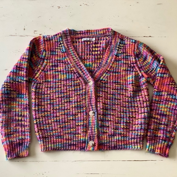 Michelle Mae Colorful Chunky Cropped Knit cardigan sweater XL - Picture 1 of 8